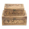 H2H Natural Wood Storage Boxes in A Dark Brown Finish - Set of 2 H21526701